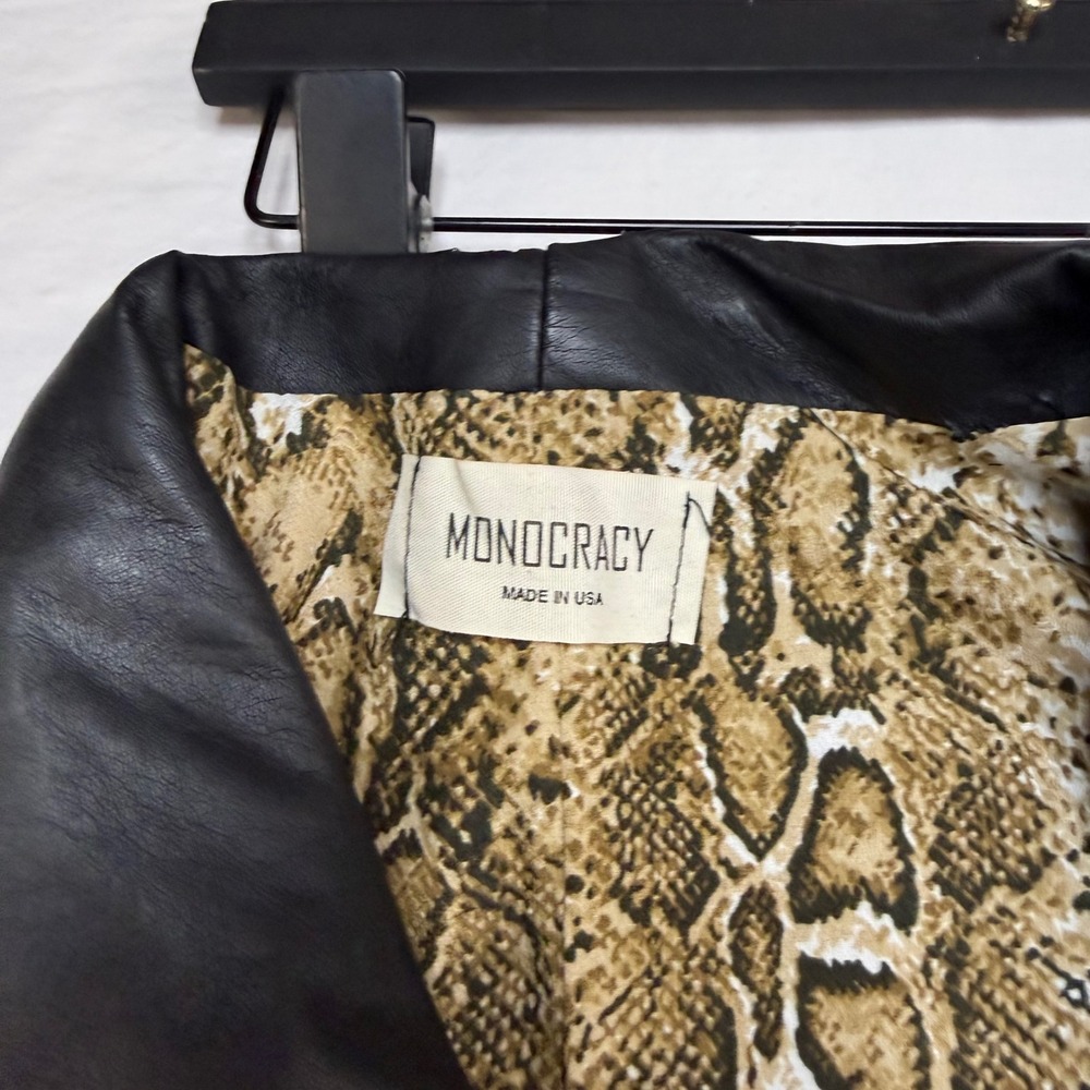 Monocracy Wool Blend Tweed Vest Mustard Yellow Faux Leather Collar Small MJC8002 - Picture 5 of 11